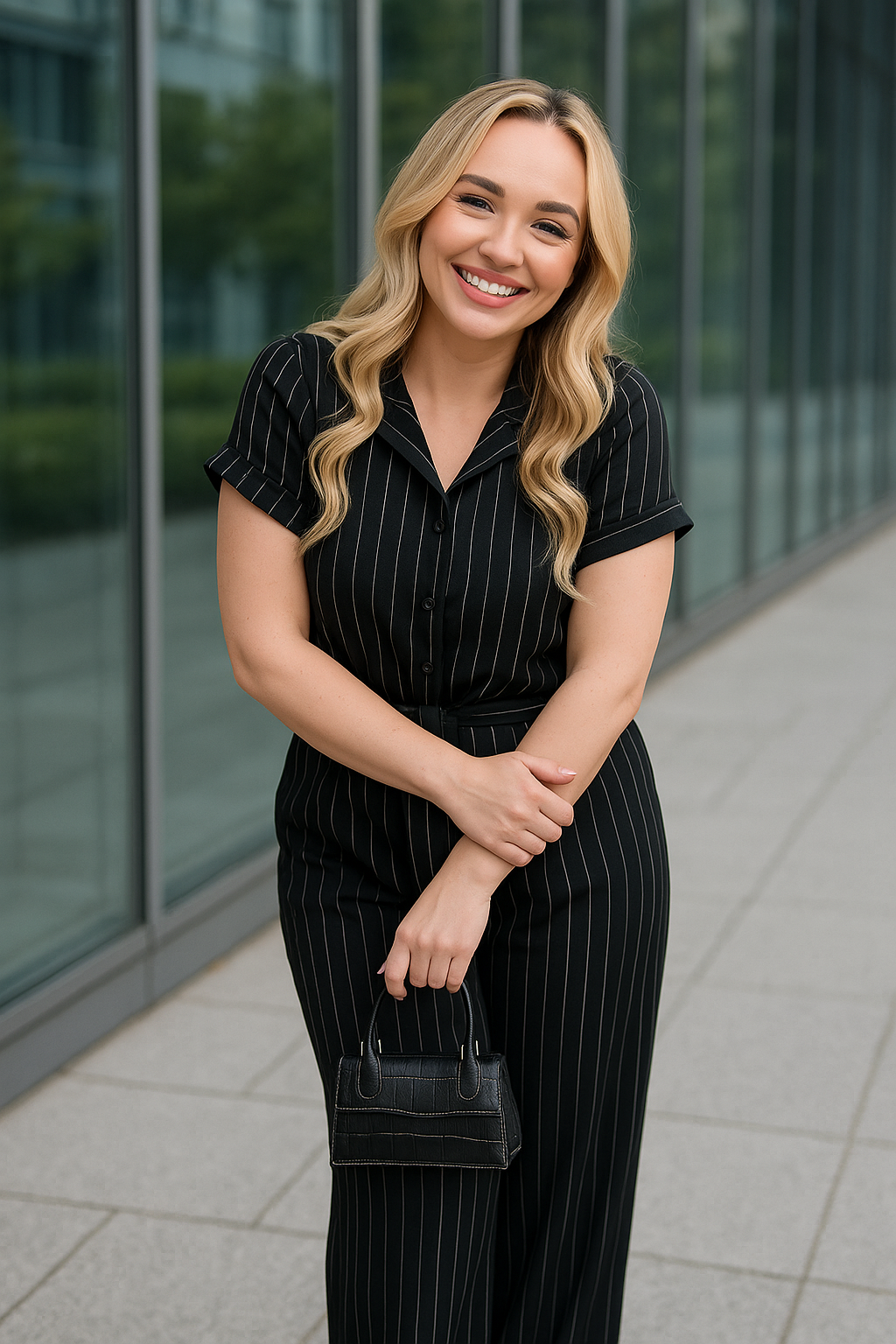 Striped Button Down Tie Front Top and Trouser Co-ord Set