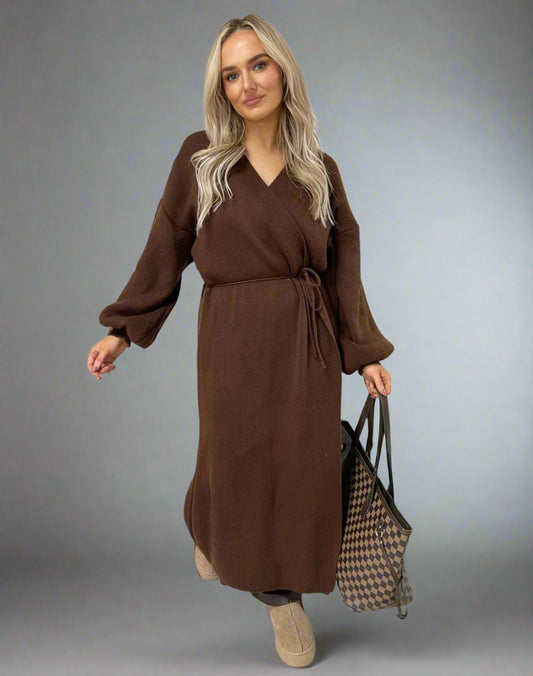 Long Sleeve Belted Knit Cardigan