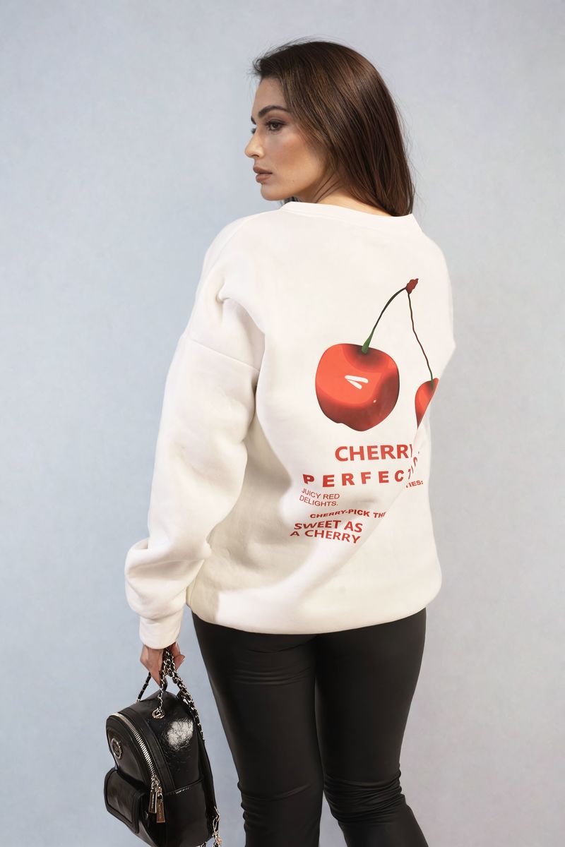 Oversized Knit Jumper with Cherry Print Front & Back