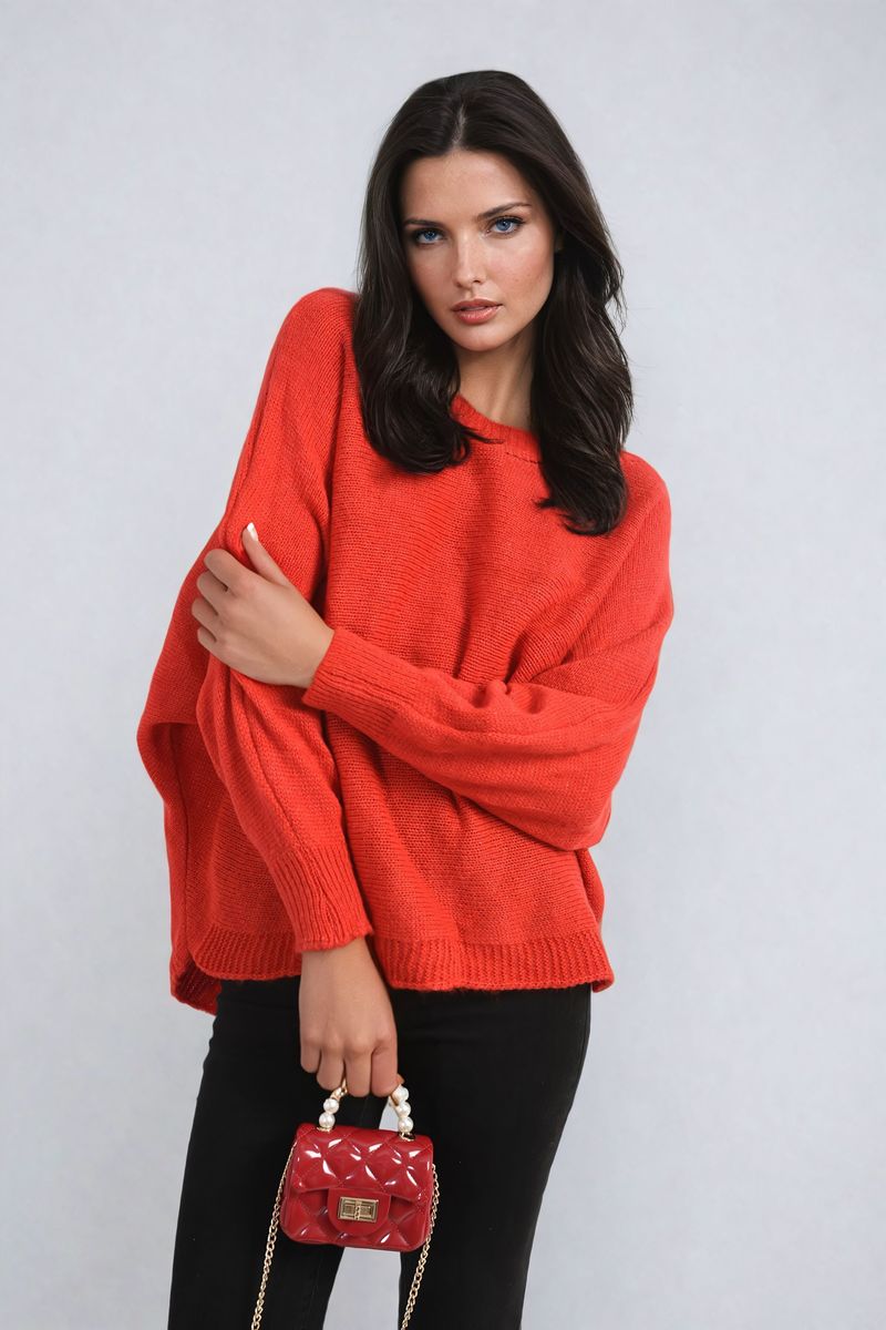Crew Neck Knit Jumper with Back Detail
