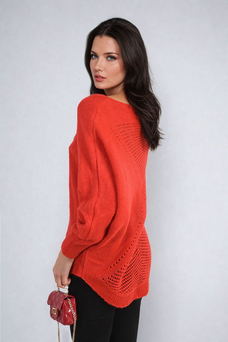 Crew Neck Knit Jumper with Back Detail