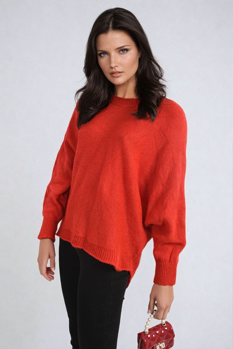Crew Neck Knit Jumper with Back Detail
