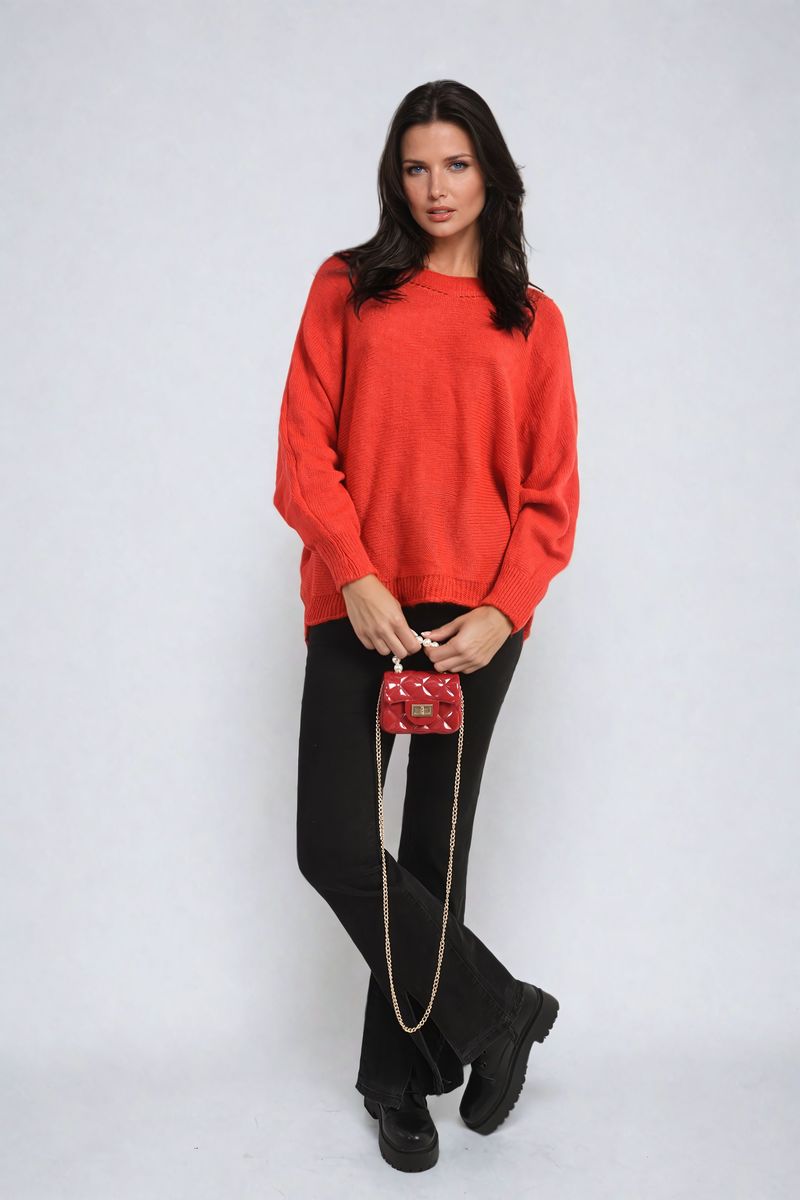 Crew Neck Knit Jumper with Back Detail