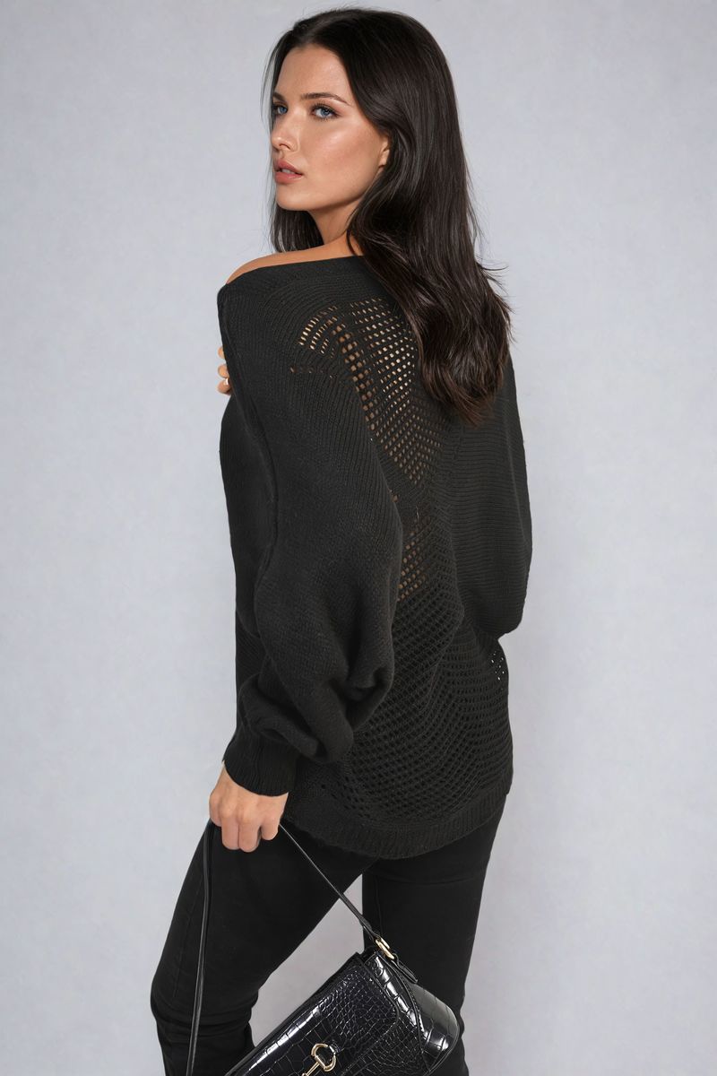 Crew Neck Knit Jumper with Back Detail