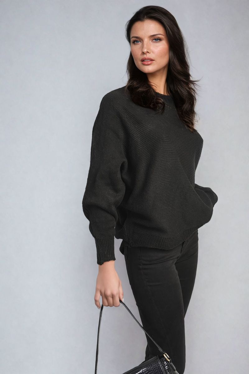Crew Neck Knit Jumper with Back Detail