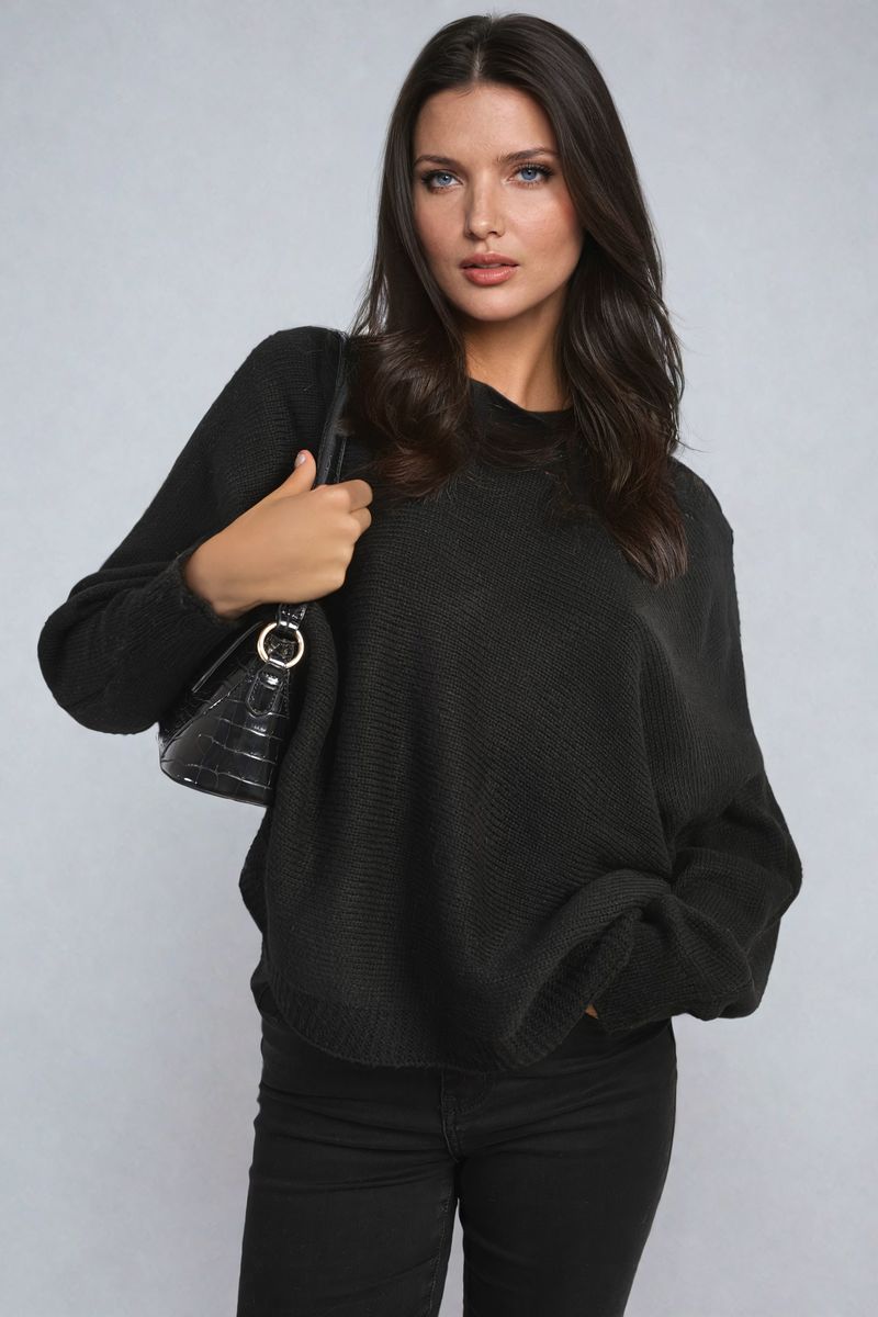 Crew Neck Knit Jumper with Back Detail