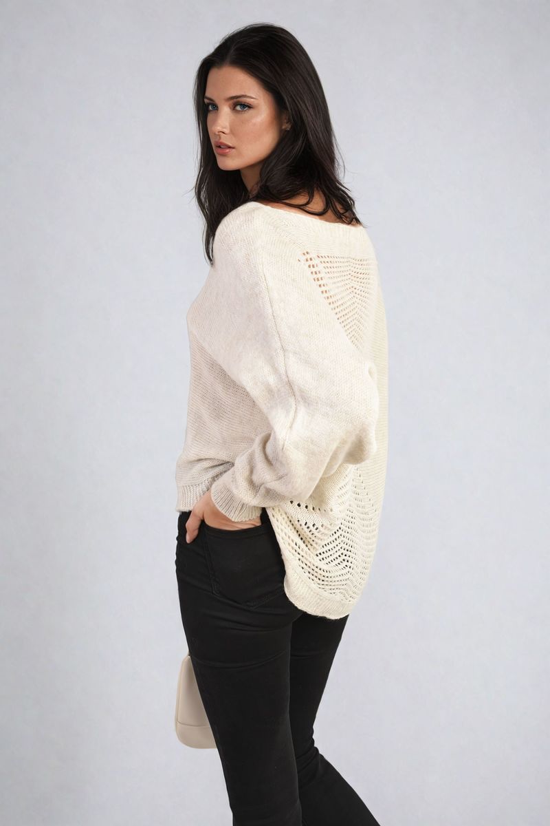 Crew Neck Knit Jumper with Back Detail