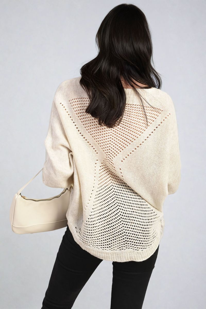 Crew Neck Knit Jumper with Back Detail