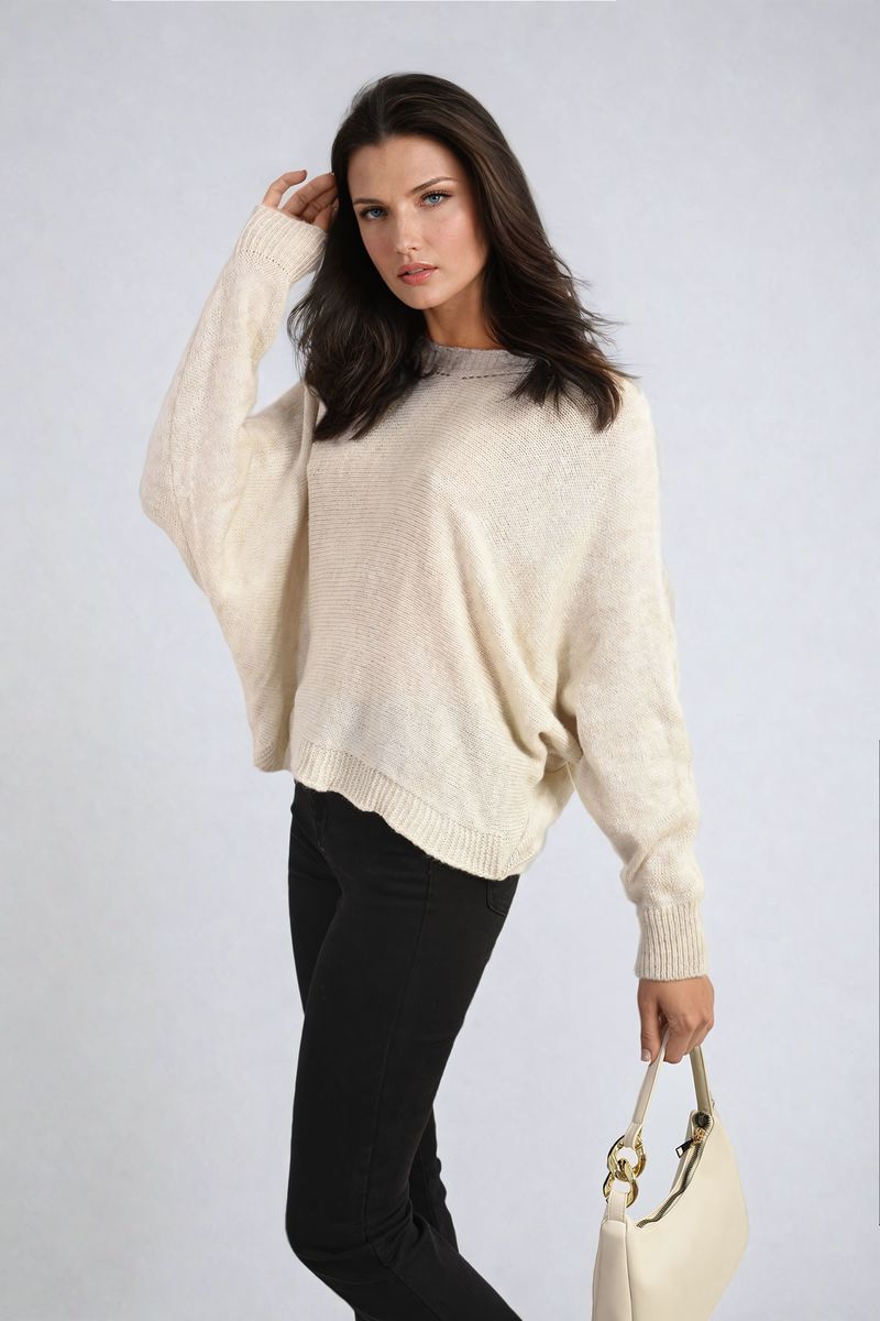Crew Neck Knit Jumper with Back Detail