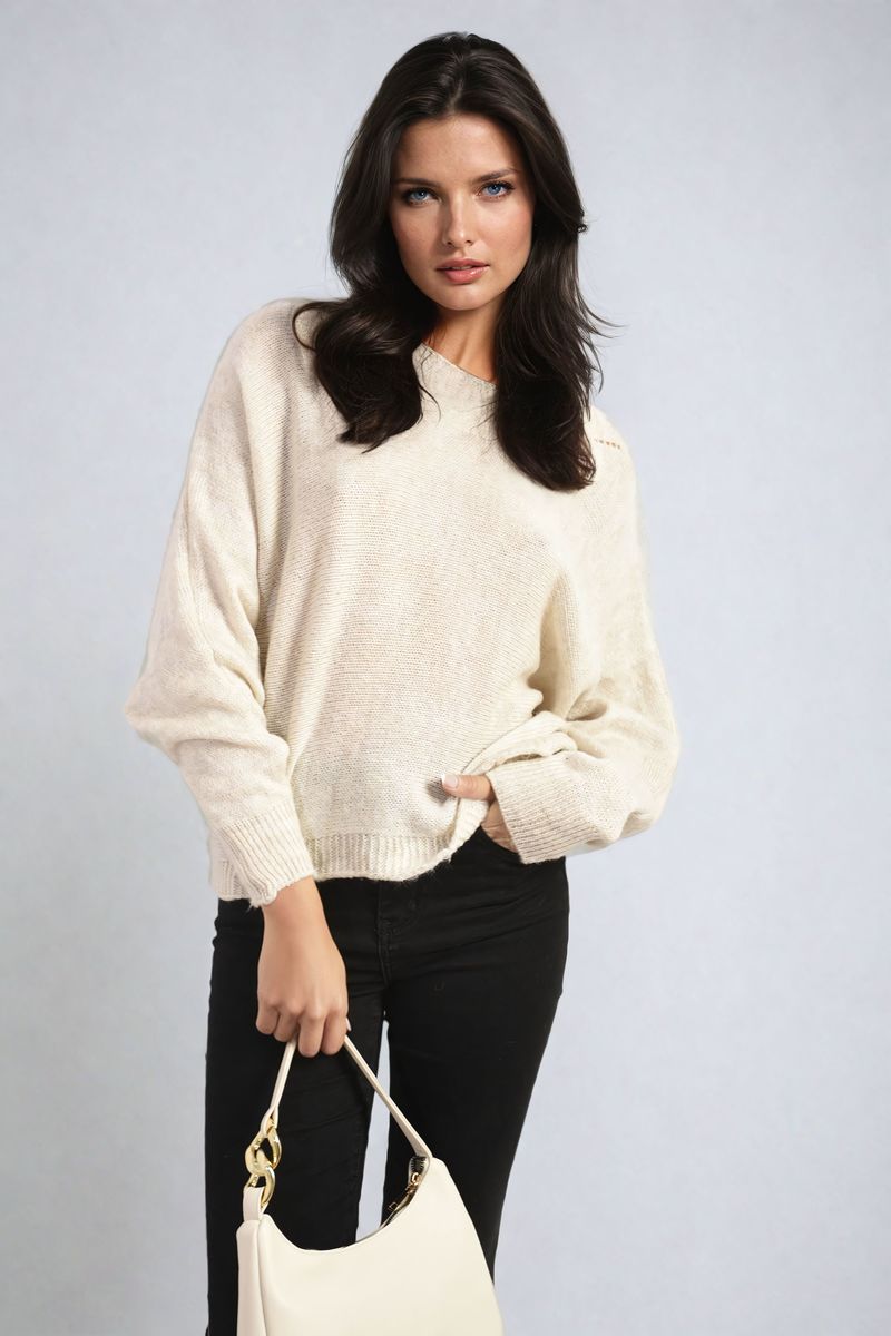 Crew Neck Knit Jumper with Back Detail