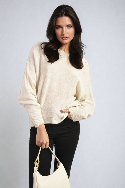 Crew Neck Knit Jumper with Back Detail