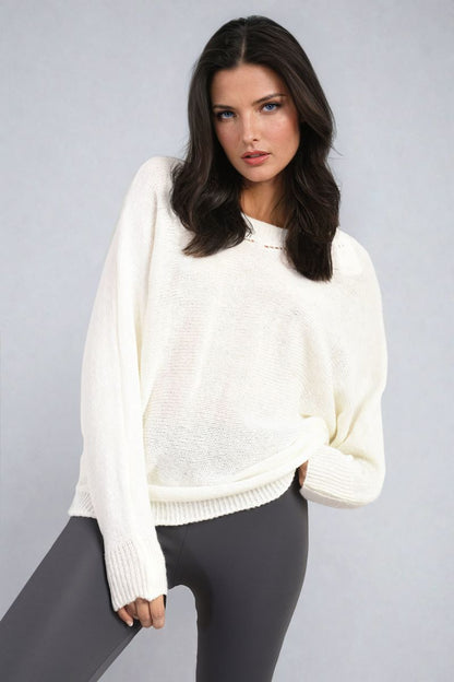 Crew Neck Knit Jumper with Back Detail