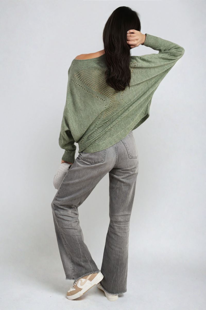 Crew Neck Knit Jumper with Back Detail