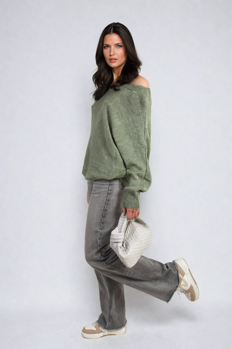 Crew Neck Knit Jumper with Back Detail