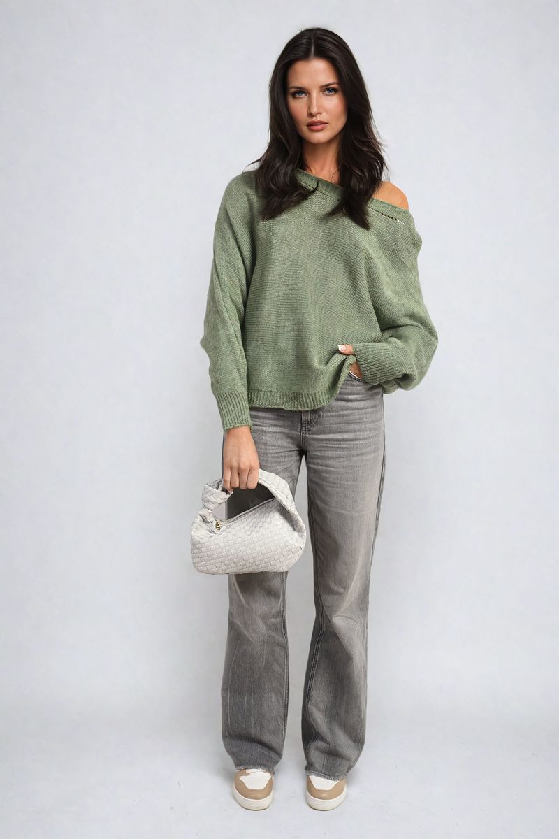 Crew Neck Knit Jumper with Back Detail