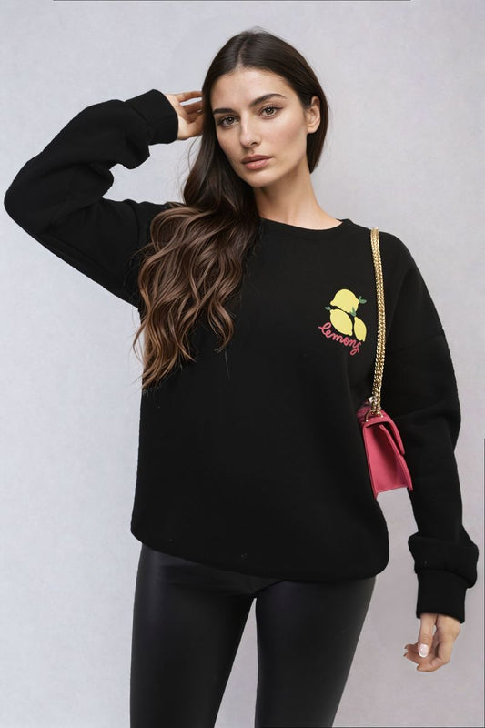 Lemon Print Long Sleeve Knit Jumper