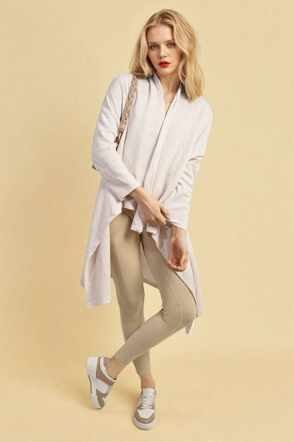 Open-Front High-Low Knit Cardigan