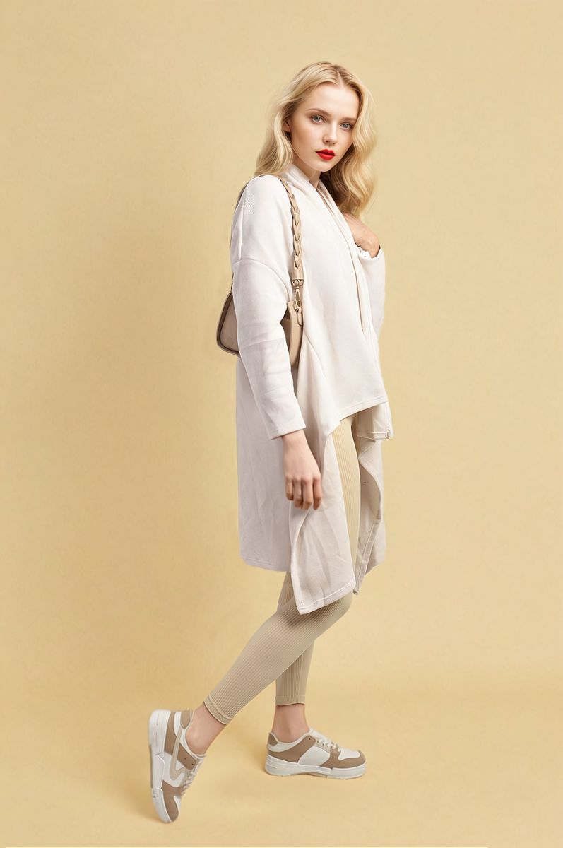 Open-Front High-Low Knit Cardigan