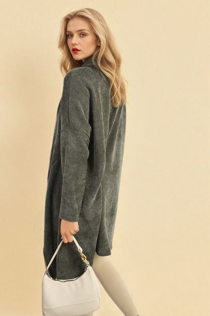 Open-Front High-Low Knit Cardigan