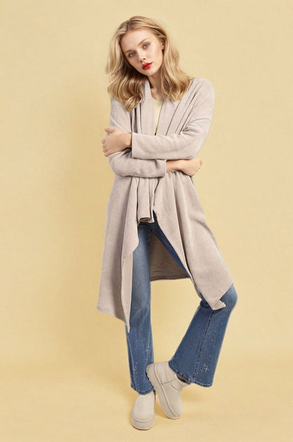 Open-Front High-Low Knit Cardigan