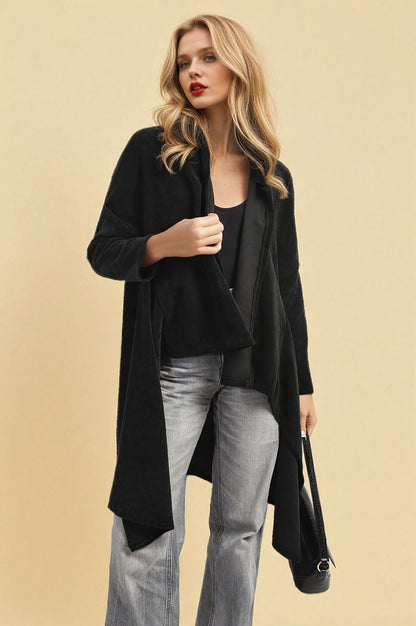 Open-Front High-Low Knit Cardigan
