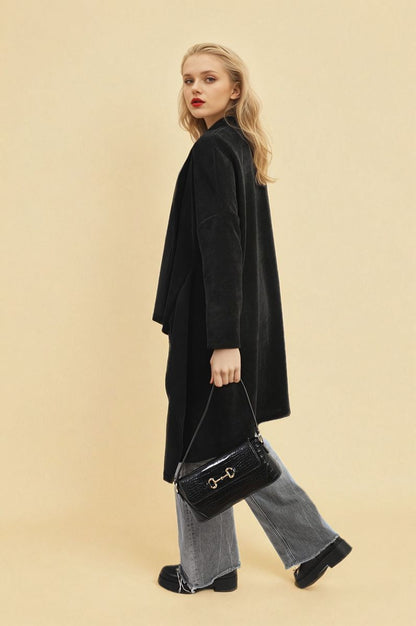 Open-Front High-Low Knit Cardigan