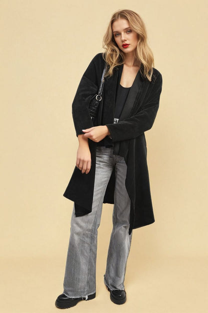 Open-Front High-Low Knit Cardigan