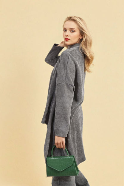 Open-Front High-Low Knit Cardigan