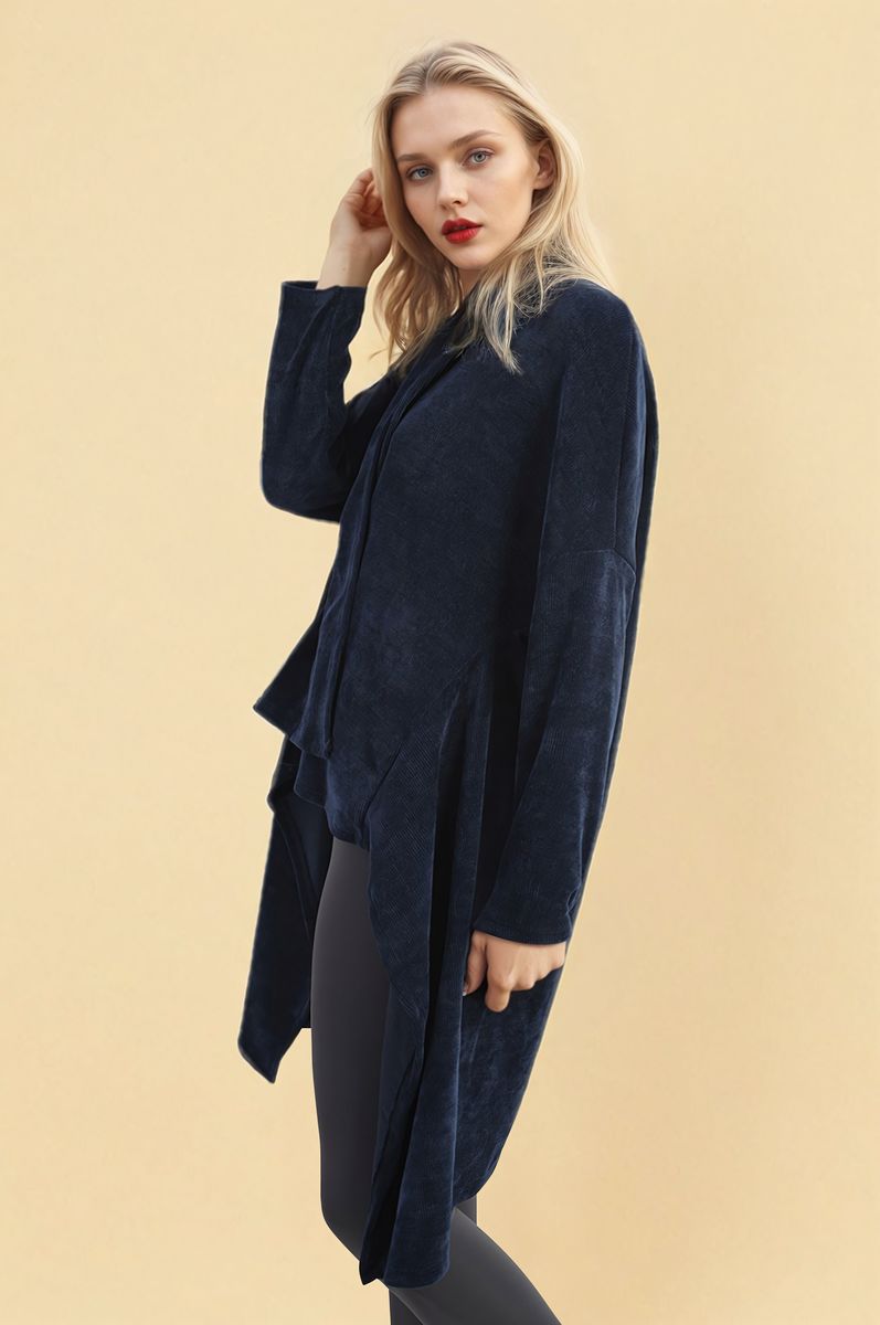 Open-Front High-Low Knit Cardigan