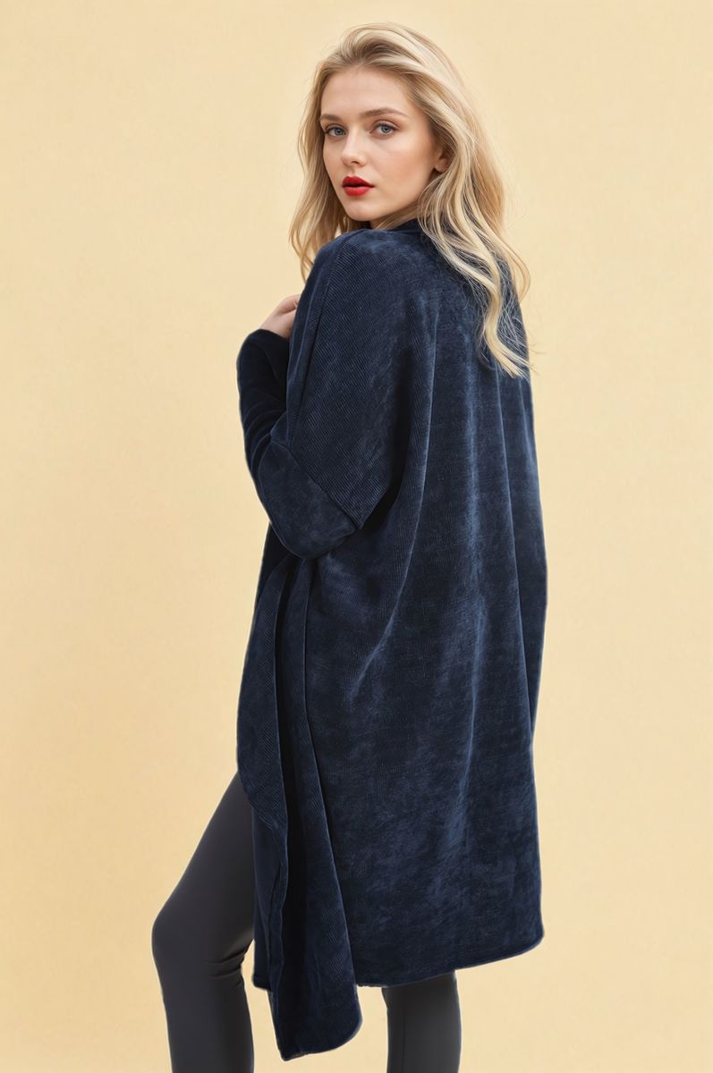 Open-Front High-Low Knit Cardigan