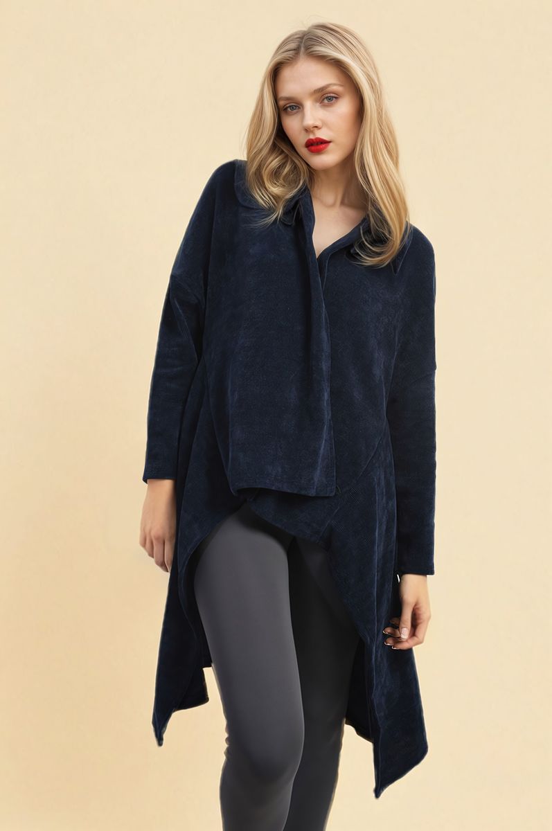 Open-Front High-Low Knit Cardigan