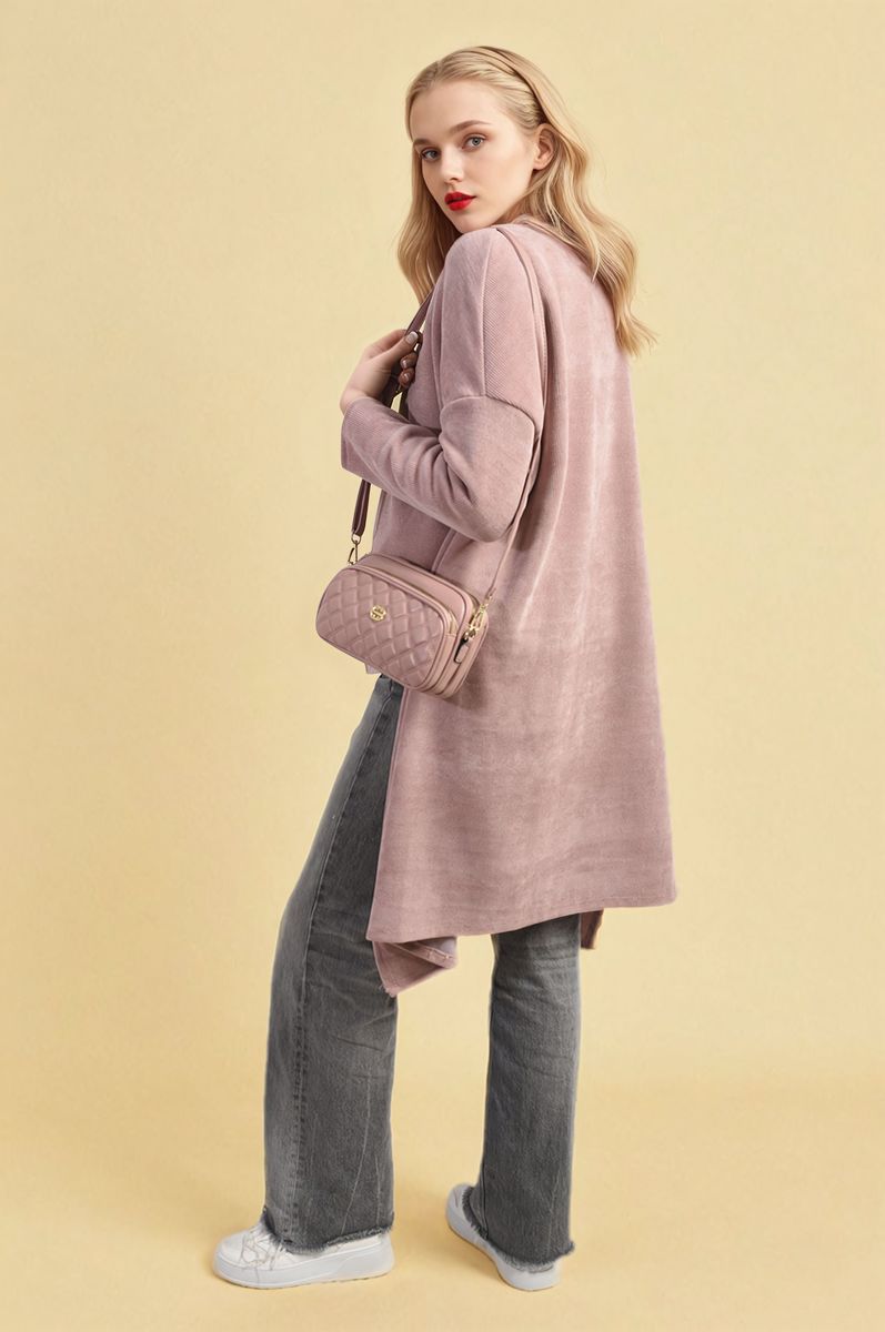 Open-Front High-Low Knit Cardigan