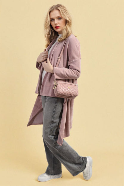 Open-Front High-Low Knit Cardigan