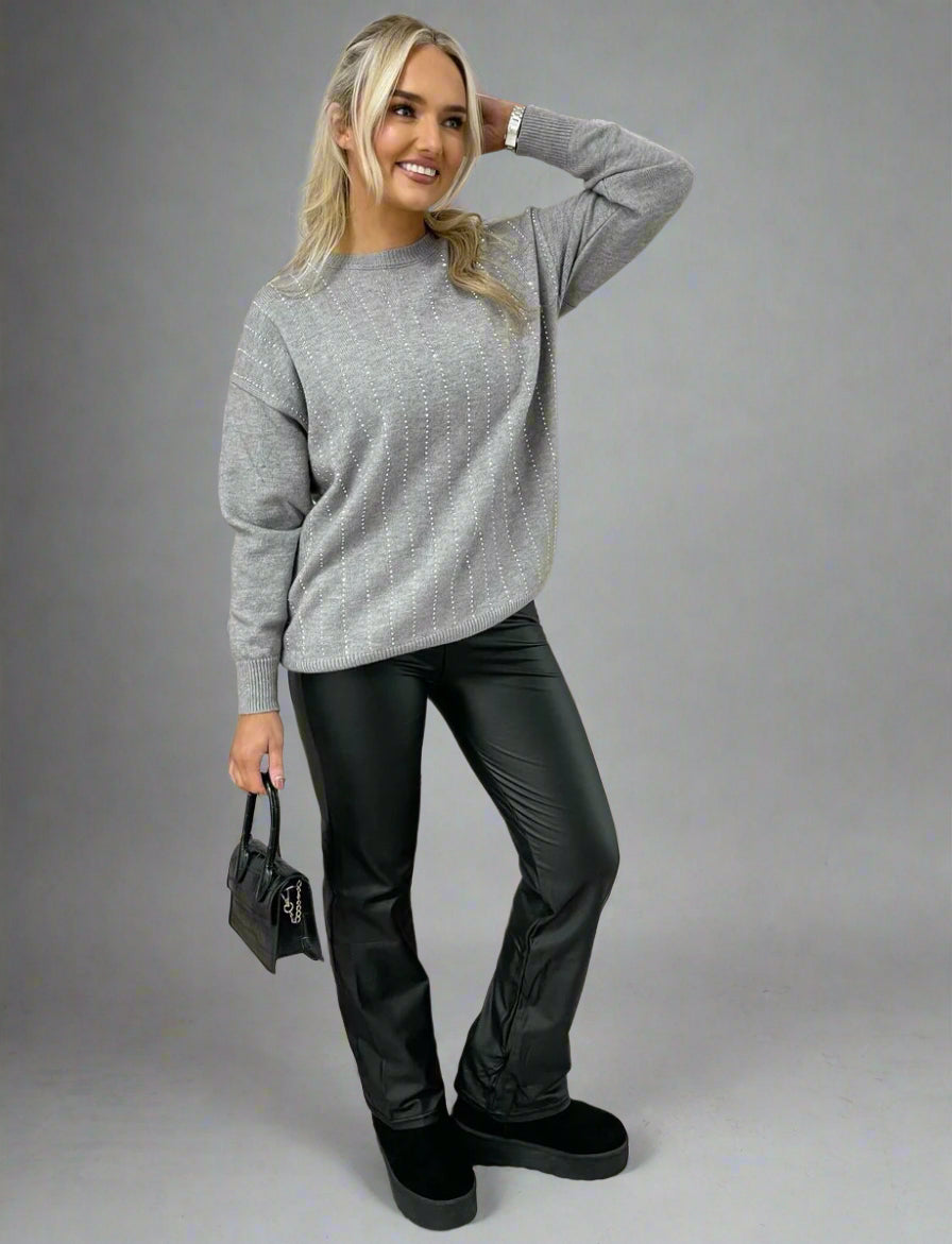 Diamante Striped Knit Jumper