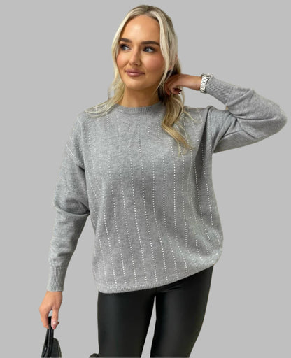 Diamante Striped Knit Jumper