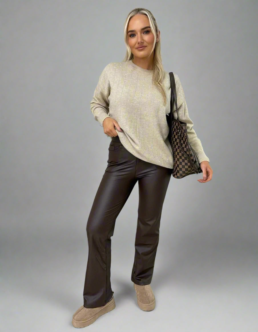 Diamante Striped Knit Jumper