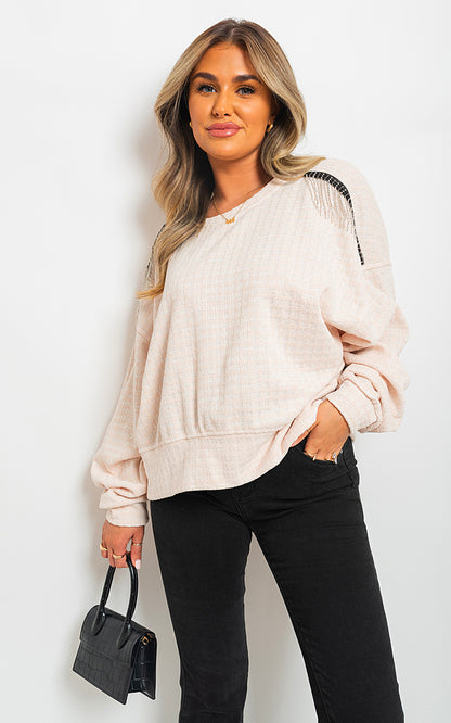 Knitted Long Sleeve Tassel Jumper