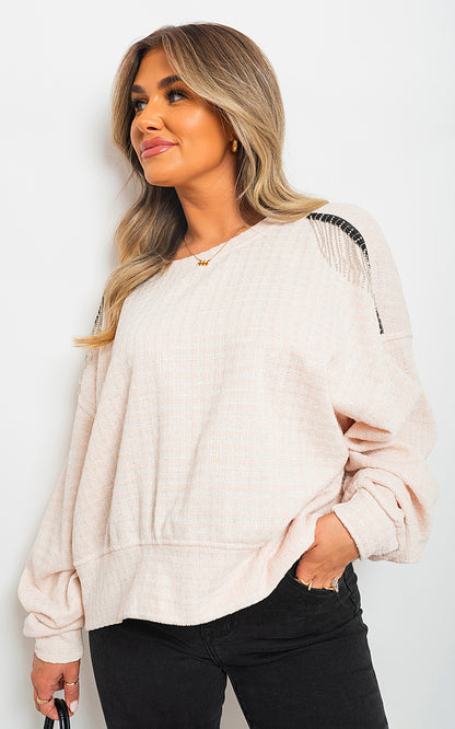 Knitted Long Sleeve Tassel Jumper