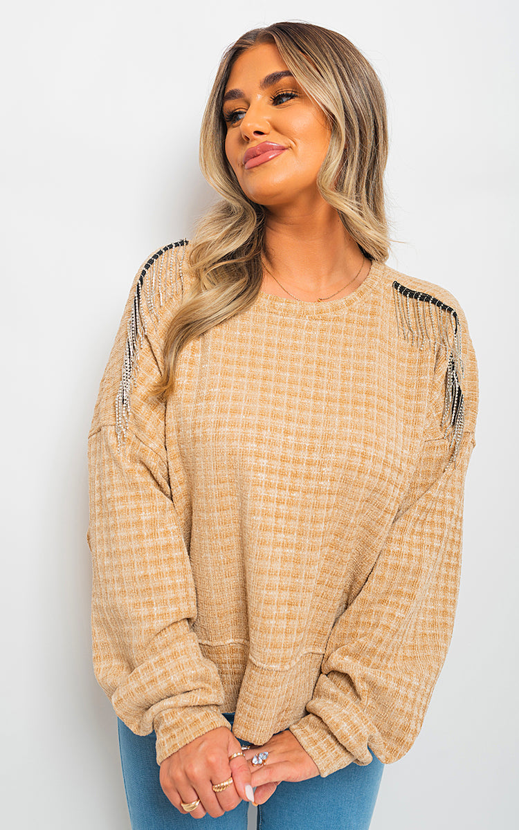 Knitted Long Sleeve Tassel Jumper